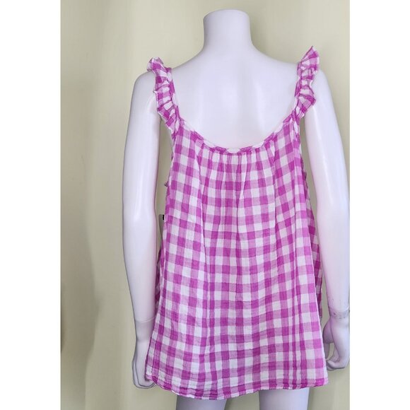 Terra & Sky Ruffle Tank Top Womens Plus Size 2X Pink White Pink Gingham Preppy - Picture 5 of 12